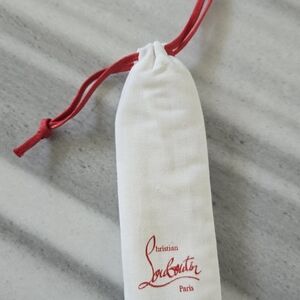 Christian Louboutin White Pouch with Red Drawstring
